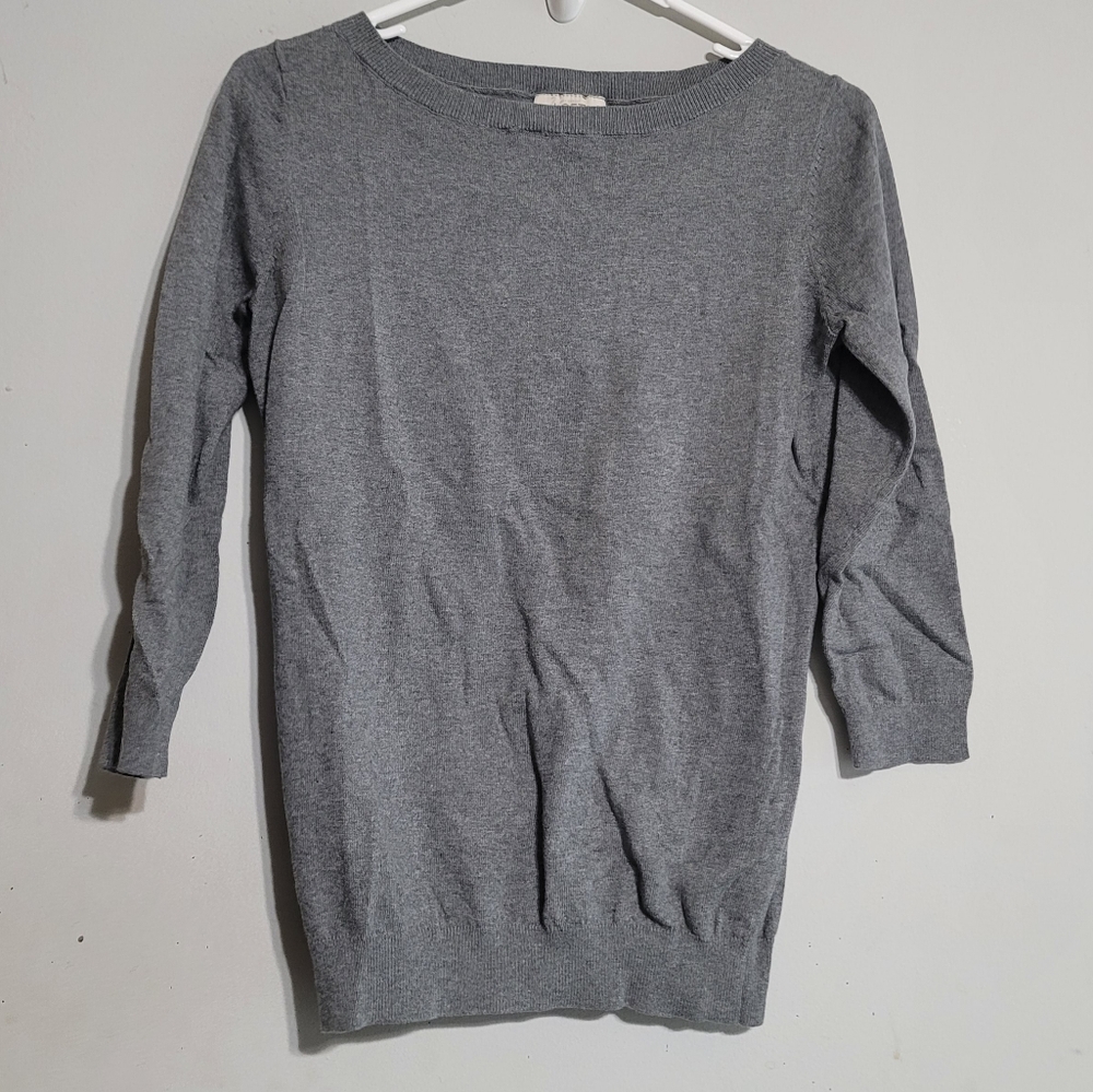 Loft Gray Sz XS Top Shirt Coastal Nautical‎ Crew Knit prep golf